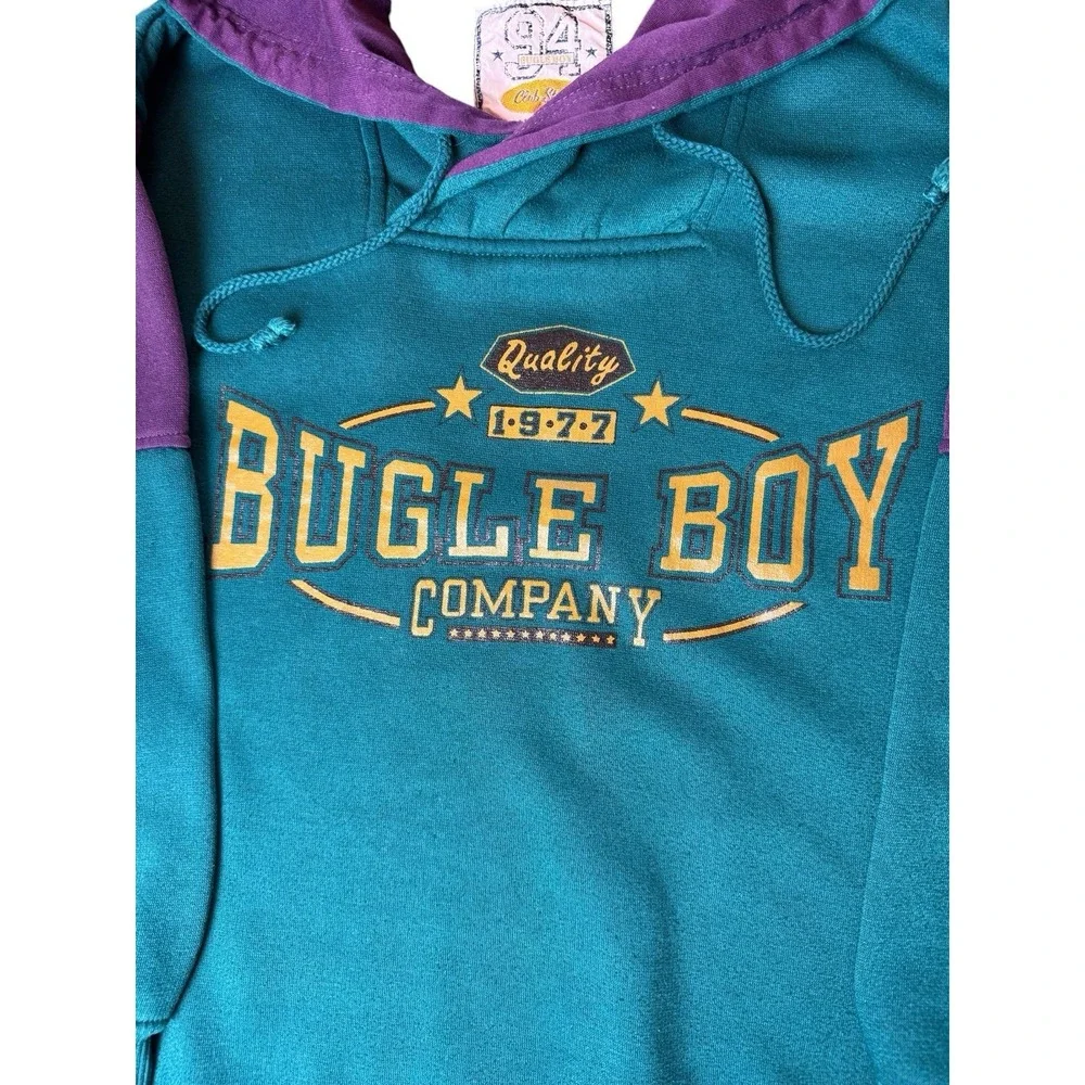 Boys Vintage 90s‎ Color Block Bugle Boy  Oversized Y2K Hoodie Sweater Small 8/10